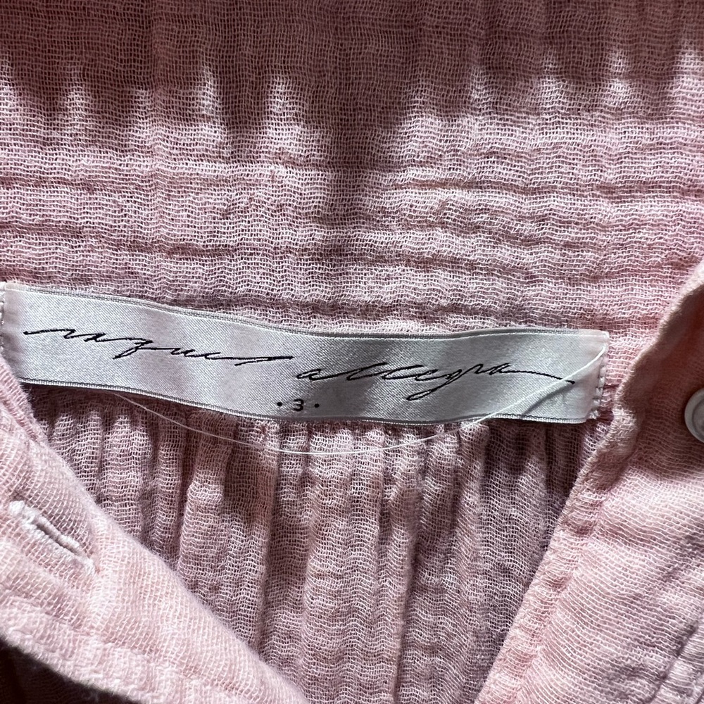Raquel Allegra Light Pink Button-Down Shirt Womens size large 100% Cotten Linen - Picture 3 of 5